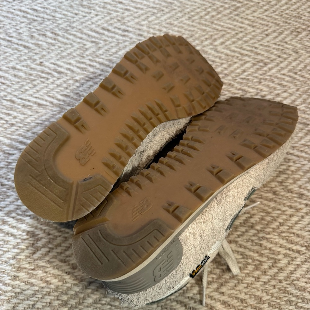 New Balance 574 Calcium New Spruce Cream and Green Tennis Shoes | Size 10 - Picture 5 of 7